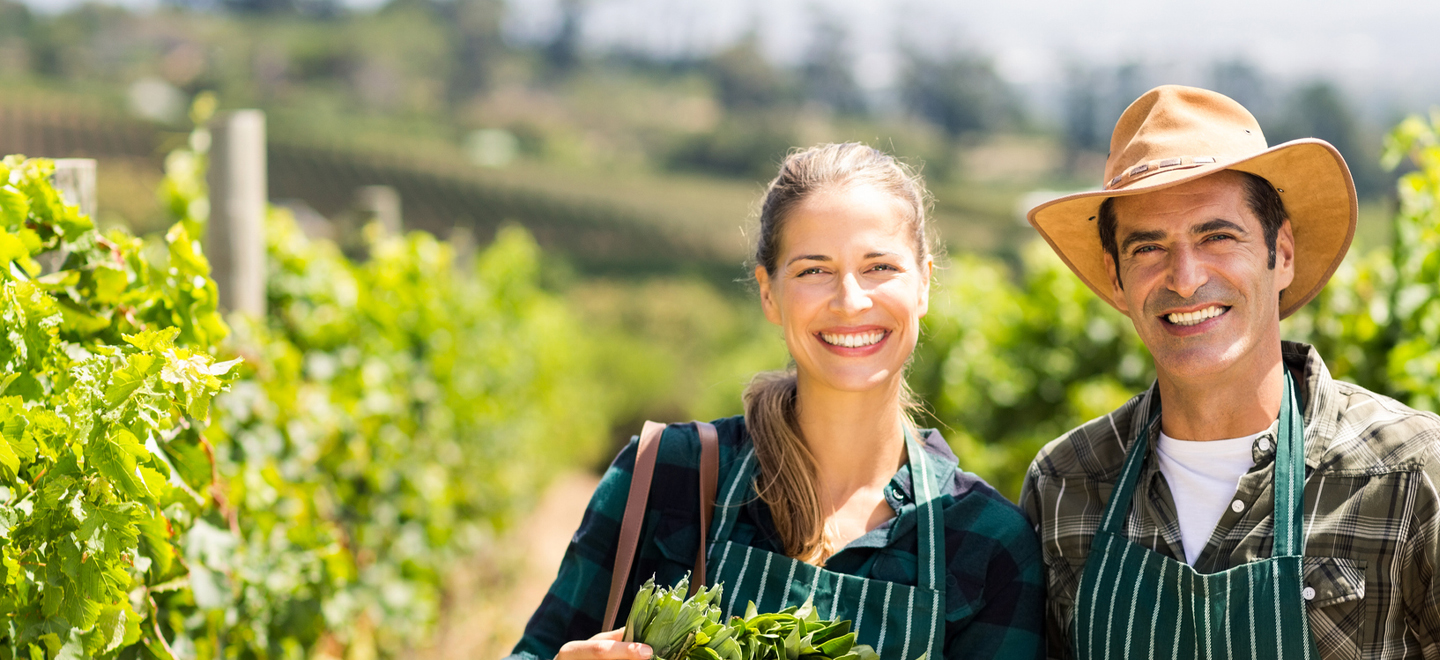 Agricoltori con cesto di mele_2